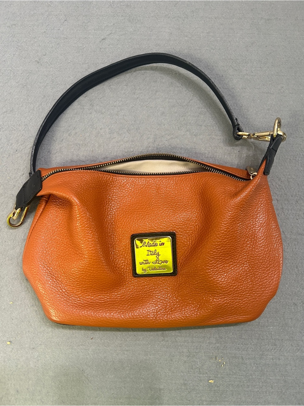 Women’s Made in Italy With Love by Valentina Orange Leather Shoulder Bag